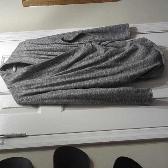 Heather Grey Ribbed Crossover Maternity/Nursing Top - Picture 2 of 4